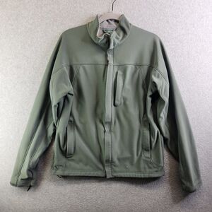 LL Bean Jacket Mens Medium Green Windstopper Elastic Waist Zip Pockets Mock Neck